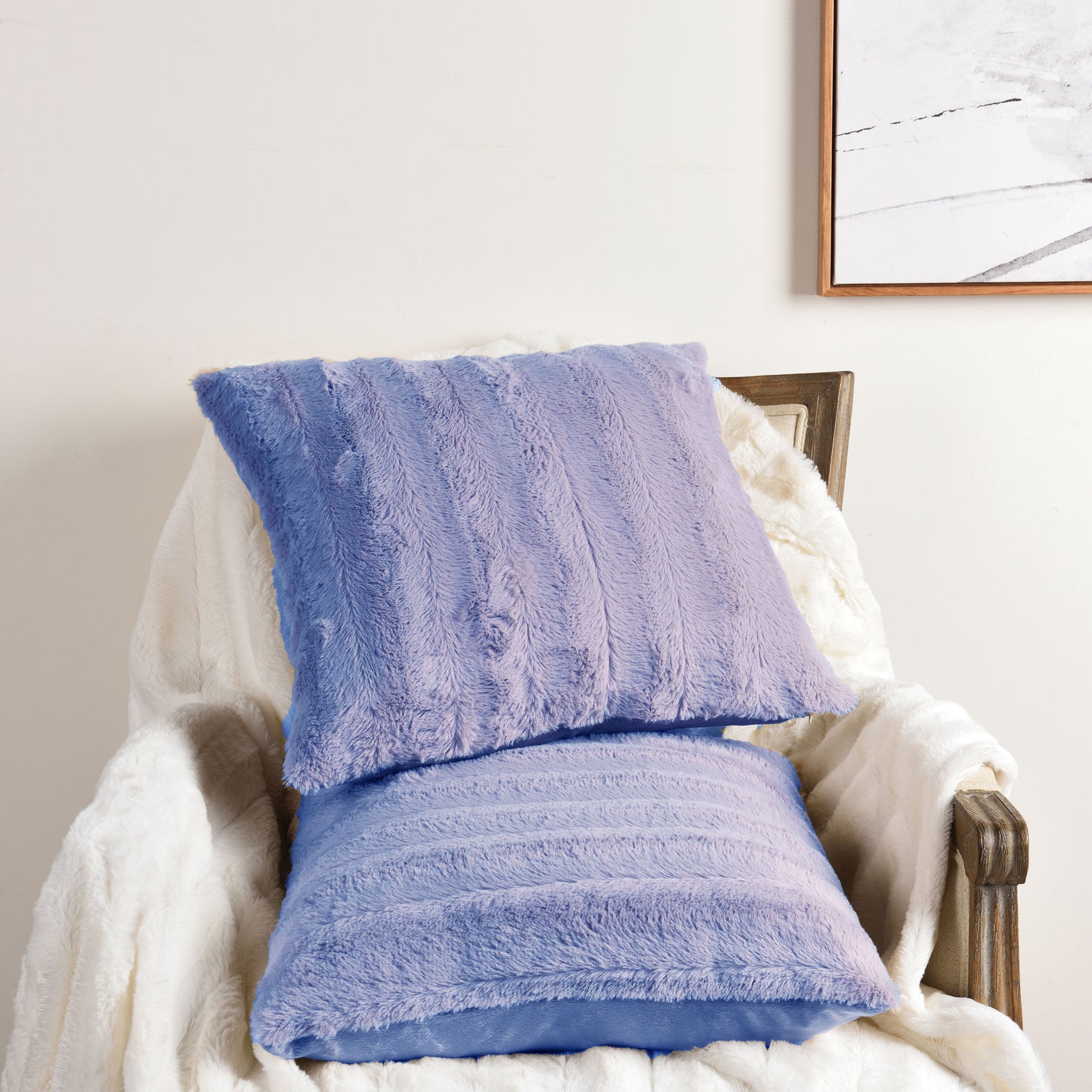 Faux Fur Throw Pillows 22" X 22", Set of 2 - Veri Peri