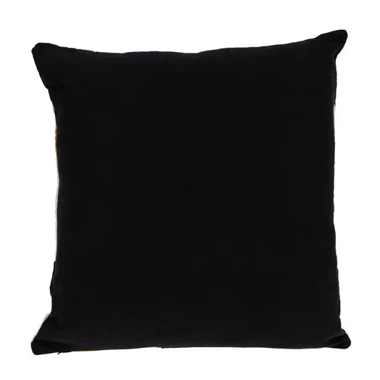 Black, Yellow Geometric Polyester 20 In. X 20 In. Throw Pillow