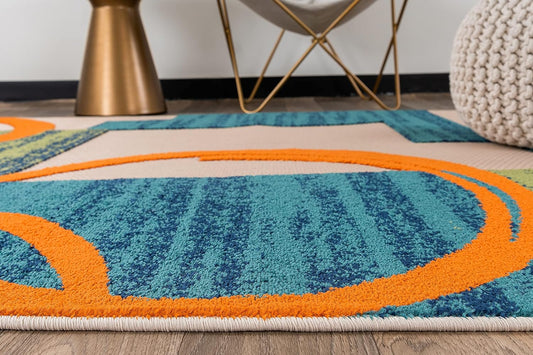 Modern Boxes Abstract Indoor/Outdoor Area Rug 5' X 7' Multi