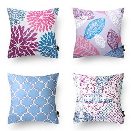 Vintage and Classic Series Decorative Throw Pillow, 18" X 18", Blue/Purple, 4 Pack
