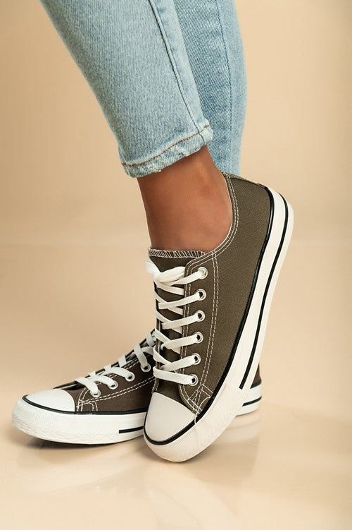 Canvas sneakers, military green.