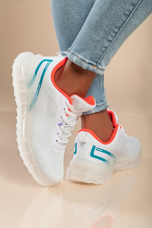 Two-tone combination sneakers, white
