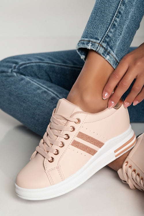 Faux Leather Sneakers, X0YD195636, Pink