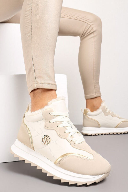 Sneakers with decorative details, beige