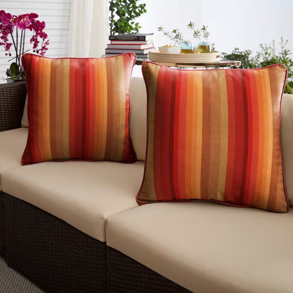 Sunbrella Astoria Sunset Outdoor Corded Throw Pillows (2-Pack)