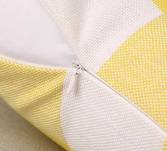 Buffalo Checker Plaid Farmhouse Summer Square Decorative Throw Pillow for Couch, 12" X 20", Yellow/White, 2 Pack