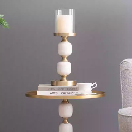 Aluminum Marble Candle Holder Decorative Piece