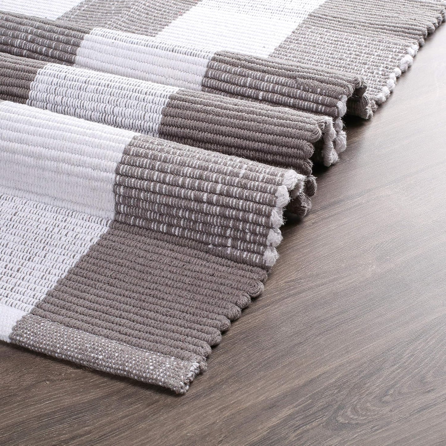 Rug Buffalo Plaid Area Rug 24X36 Inch (2X3), Charcoal & White, Reversible Cotton Woven Farmhouse Rug for Living Room, Kitchen, Entryway, Bathroom
