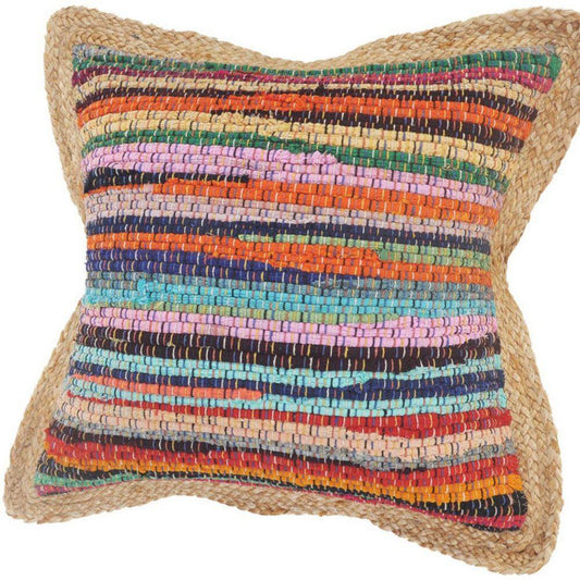 Blue, Natural, Red Striped Polyfill 20.00 In. X 20.00 In. Throw Pillow (Set of 2)