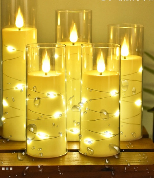 Electric Candle Lamp Christmas Party Lighting Chain Western Restaurant Decoration With Cup Candle Wedding Ceremony Layout