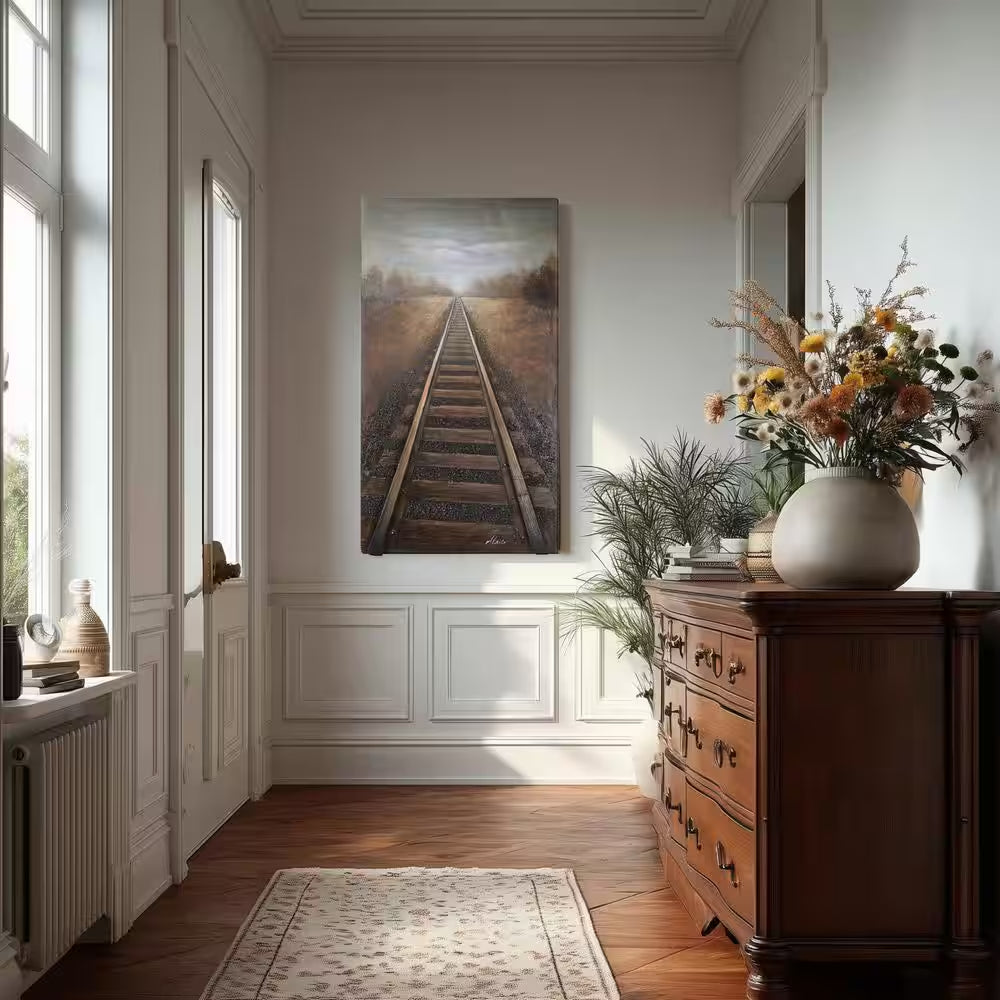 66 In. X 37 In. "Vanishing into the Distance" Hand Painted Contemporary Artwork