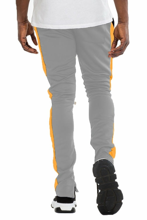 CLASSIC SLIM FIT TRACK PANTS- GREY/ ORANGE