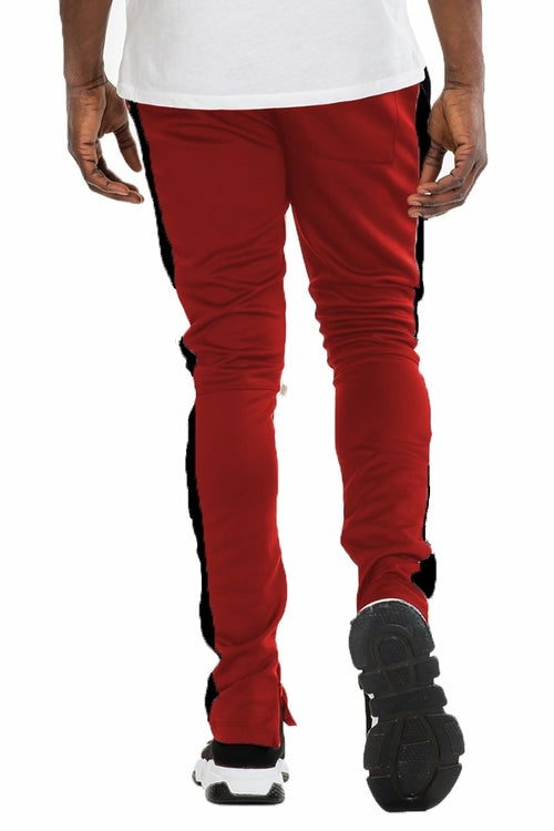 CLASSIC SLIM FIT TRACK PANTS- RED/BLACK