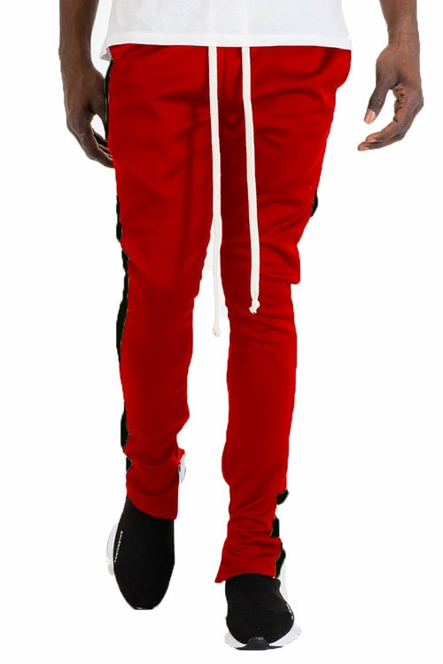 CLASSIC SLIM FIT TRACK PANTS- RED/BLACK