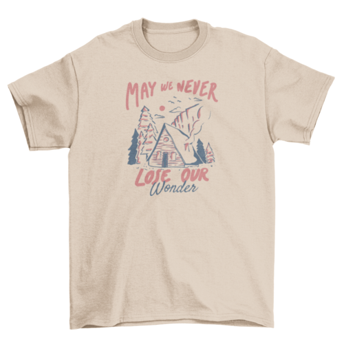 Winter camping cabin nature t-shirt