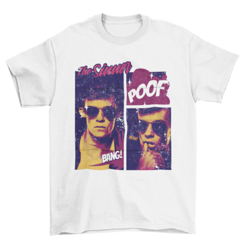 Comic man in sunglasses t-shirt