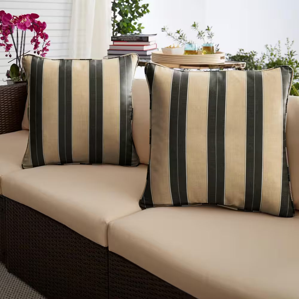 Sunbrella Berenson Tuxedo Outdoor Corded Throw Pillows (2-Pack)