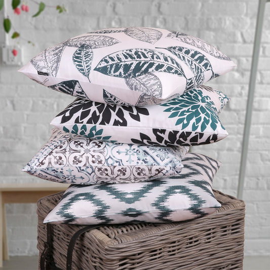 New Living Series Double-Sided Design Decorative Throw Pillow Cover, 18" X 18", Blue/Black, 4 Pack