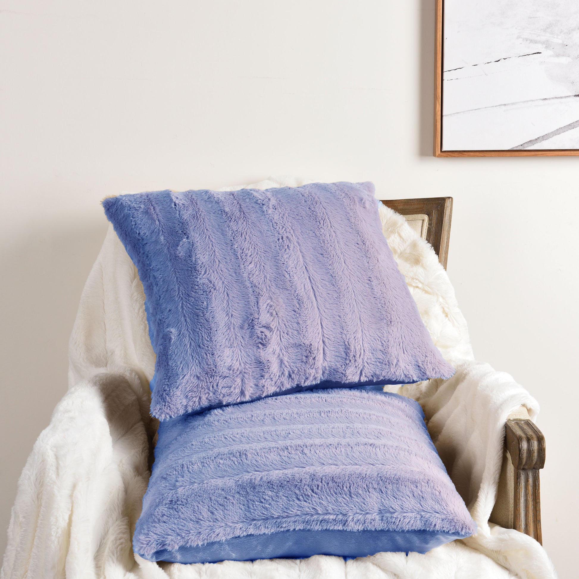 Faux Fur Throw Pillows 22" X 22", Set of 2 - Veri Peri