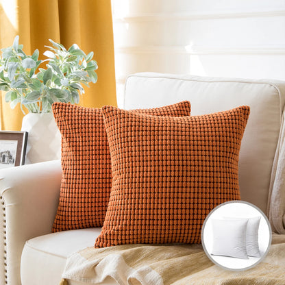 18" X 18" Transitional Medium Red Striped Polyester Blend Throw Pillow , ( 2 Count)