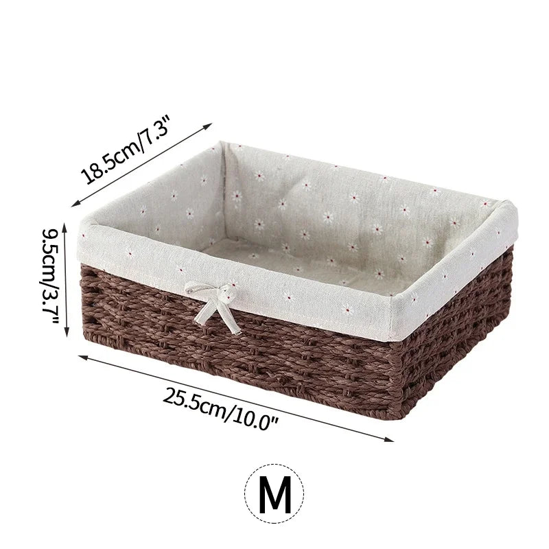 Wicker Baskets Storage Baskets Sundries Organizer with Lid Bathroom Clothes Laundry Basket Household Towel Toys Container Basket