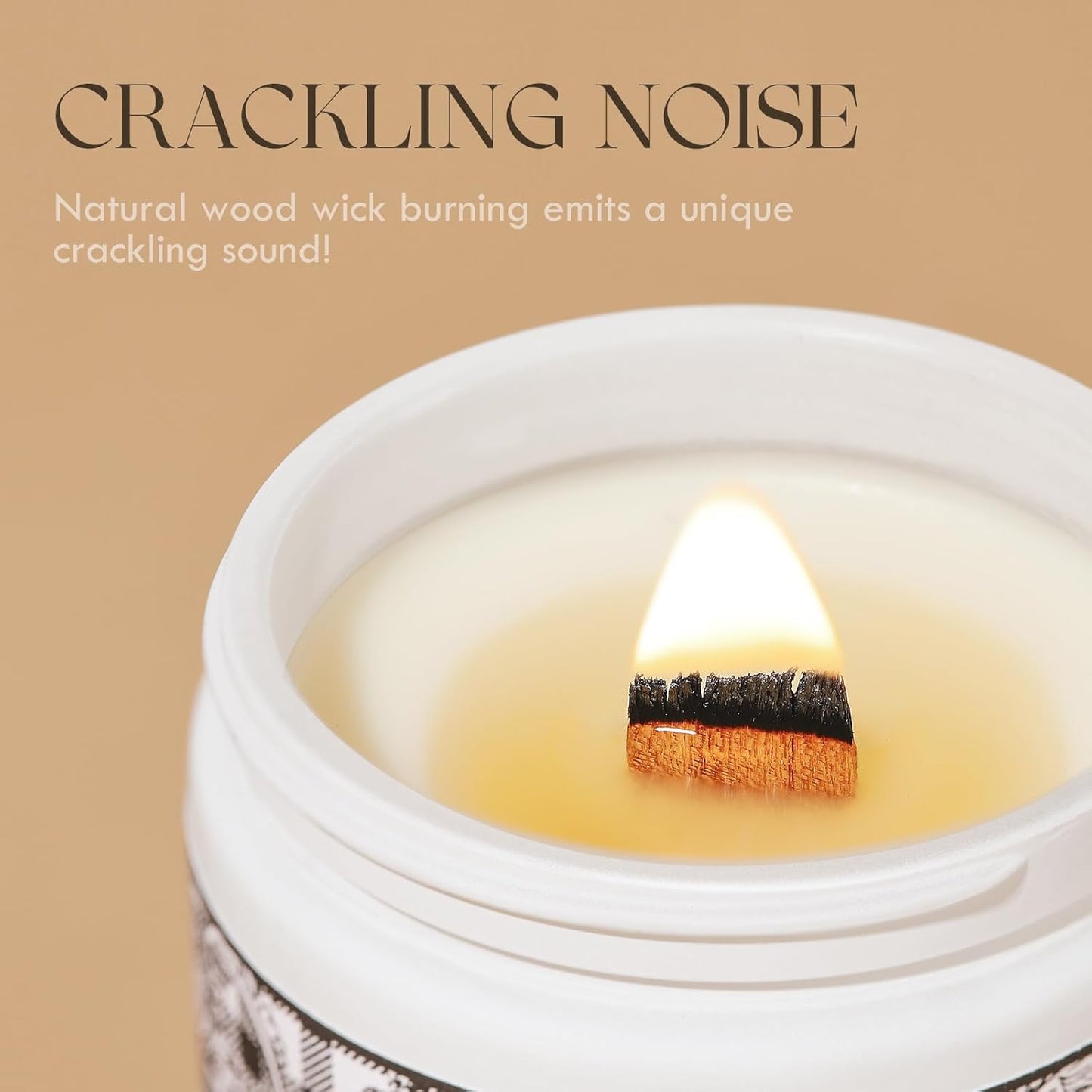 Scented Candles for Men - Vanilla & Cream Candles for Home Scented | Crackling Wood Wick Soy Candle | Strong Fragranced Candle Gift for Women & Men, 9Oz