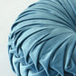 Set of 2 Pumpkin Pleated round Throw Pillows, Soft Velvet, Dusty Blue, 14.5" Diameter