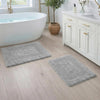 Cotton Reversible Bathmat Rug Set of 2, 21X32/17X24 Inches - Light Grey, Luxury Dual Flip Ultra Soft Washable Bath Rugs Ideal for Hotel Quality, Spa Style, Toilet | Fast Drying Thick Mat for Bathroom