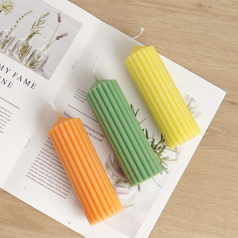 Vertical Striped Cylindrical Acrylic Computer Plastic Candle Mold
