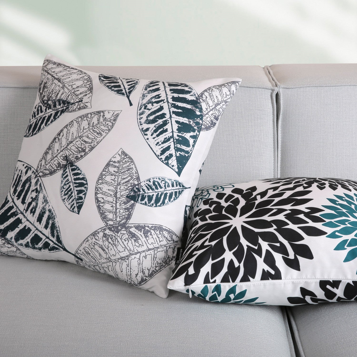 New Living Series Double-Sided Design Decorative Throw Pillow Cover, 18" X 18", Blue/Black, 4 Pack