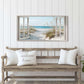 Window Beach Framed Wall Art Canvas Large Tropical Coastal Sea Landscape 48"X24"
