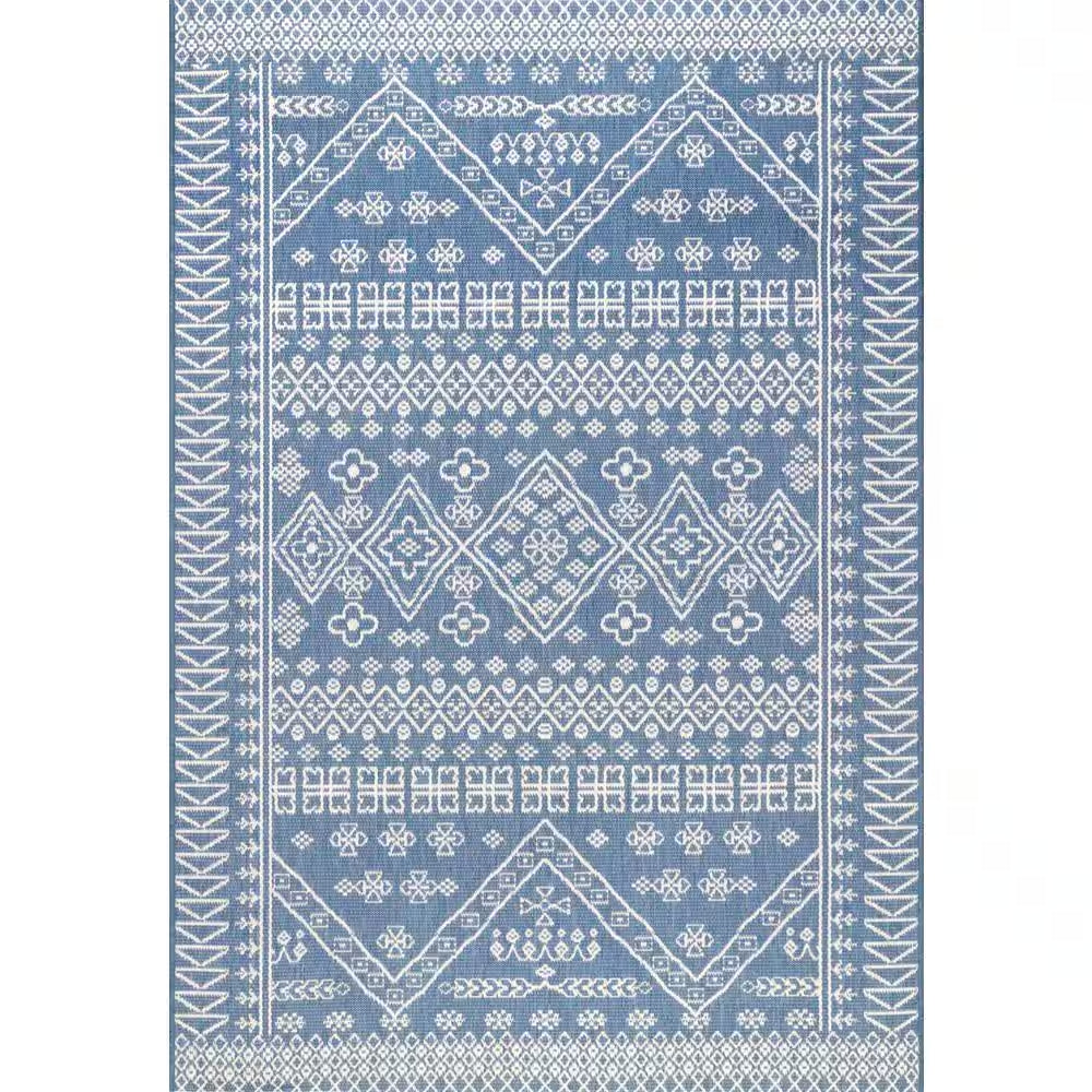 Kandace Tribal Blue 5 Ft. X 8 Ft. Indoor/Outdoor Patio Area Rug