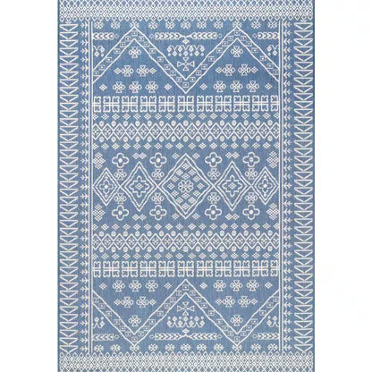 Kandace Tribal Blue 5 Ft. X 8 Ft. Indoor/Outdoor Patio Area Rug
