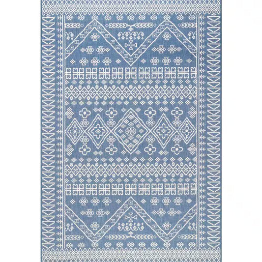 Kandace Tribal Blue 5 Ft. X 8 Ft. Indoor/Outdoor Patio Area Rug