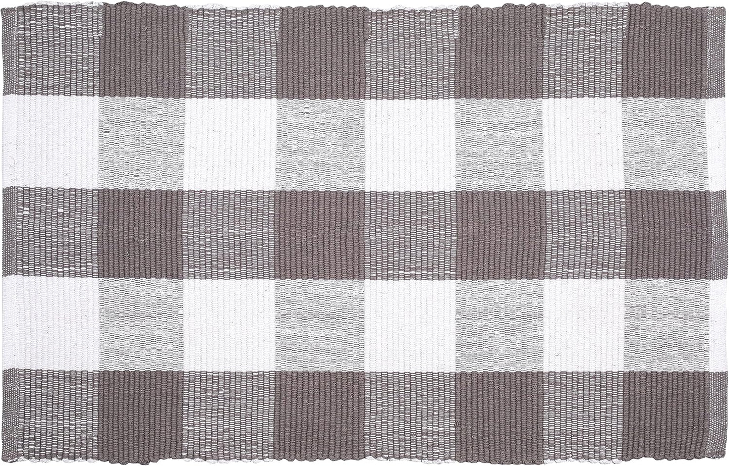 Rug Buffalo Plaid Area Rug 24X36 Inch (2X3), Charcoal & White, Reversible Cotton Woven Farmhouse Rug for Living Room, Kitchen, Entryway, Bathroom