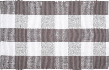 Rug Buffalo Plaid Area Rug 24X36 Inch (2X3), Charcoal & White, Reversible Cotton Woven Farmhouse Rug for Living Room, Kitchen, Entryway, Bathroom