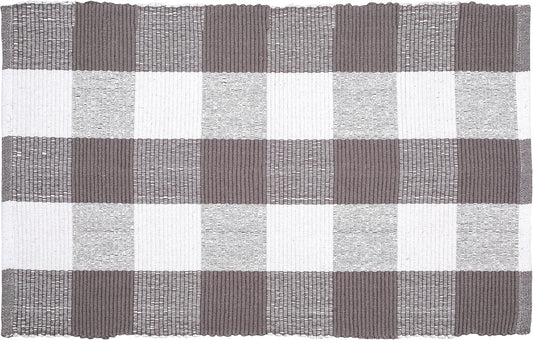 Rug Buffalo Plaid Area Rug 24X36 Inch (2X3), Charcoal & White, Reversible Cotton Woven Farmhouse Rug for Living Room, Kitchen, Entryway, Bathroom