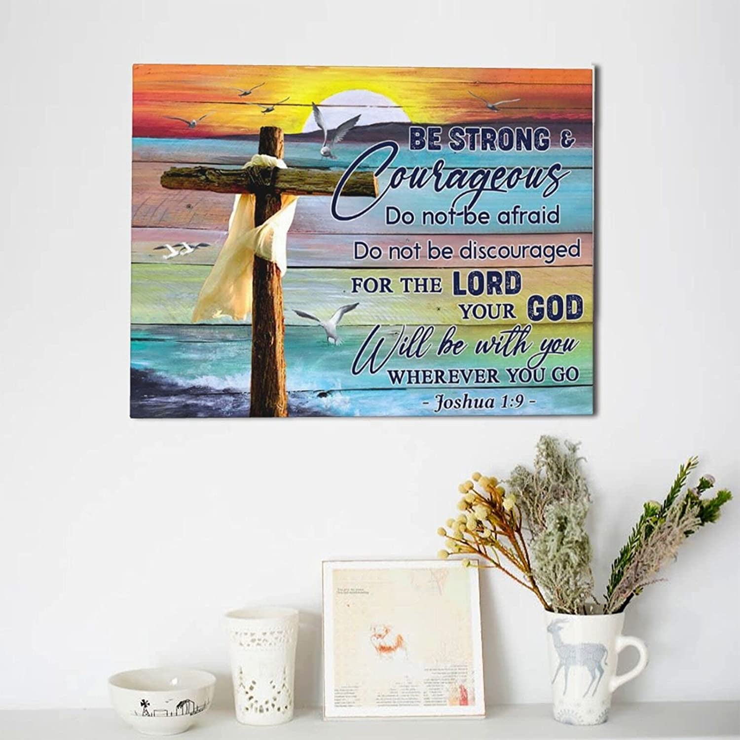 Christian Canvas Wall Art Bible Verse Wall Art Christian Wall Art Religious Wall Art Scripture Wall Art Bible Verses Wall Decor Inspirational Wall Art for Office Christian Posters 12X16Inch