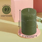 3X4 Inch Dark Moss Green Pillar Candles Set of 3, Rustic Texture, Unscented Green Candles, Dripless Candles, 3 Inch Pillar Candles for Wedding Parties Spas Dinner Home Decoration Church
