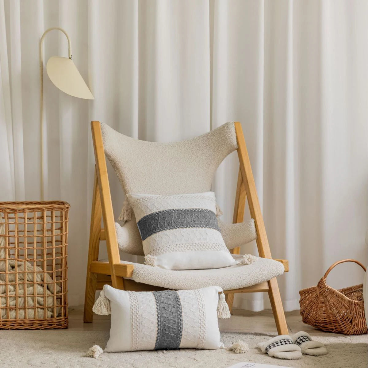 1 Pc Boho Throw Pillow Covers Decorative Throw Pillows for Couch Pillows Cover with Tassels Pillow Case (Without Pillowcore)