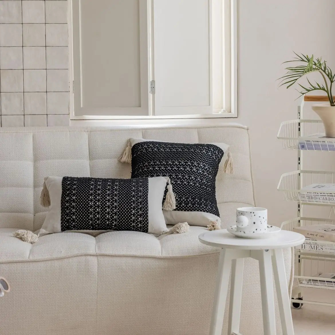 1 Pc Boho Throw Pillow Covers Decorative Throw Pillows for Couch Pillows Cover with Tassels Pillow Case (Without Pillowcore)