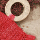 Warrior Raffia Straw Bag in Red