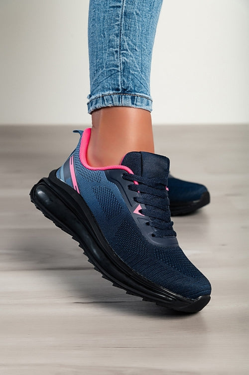 Two-tone combination sneakers, blue