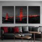 3PCS Frameless Poster Golden Gate Bridge Night Landscape Canvas Painting Wall Art Prints Pictures for Living Room Home Decor