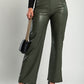 Faux leather pants, olive.