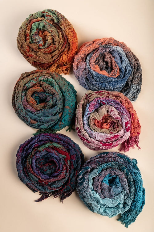 Set of 6 scarves, multicolored.