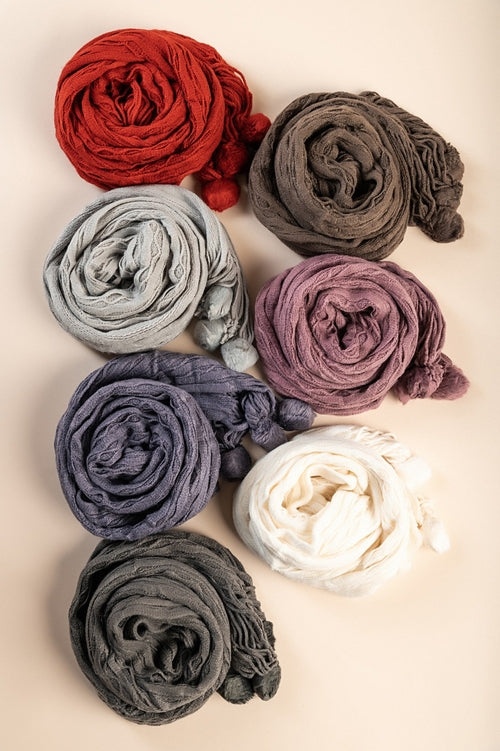 Set of 7  scarves, multicolored.