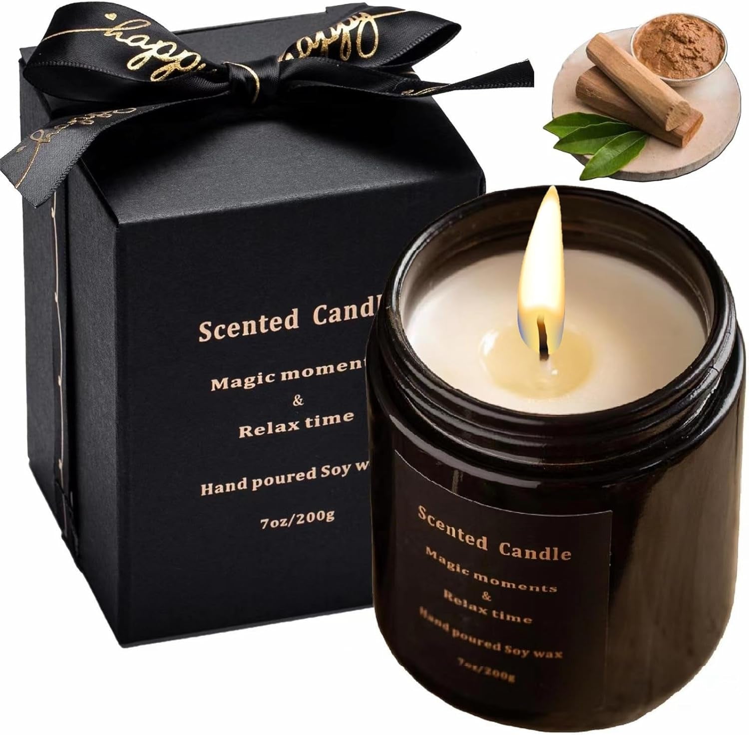 Sandalwood Candles for Men – Pine Candle Scented Candles, Mens Candle, Non Toxic Candles for Home Scented, Velas Aromáticas Para El Hogar, Mix Fragrance Smokeless 100% Natural 7Oz(Sandalwood & Pine)