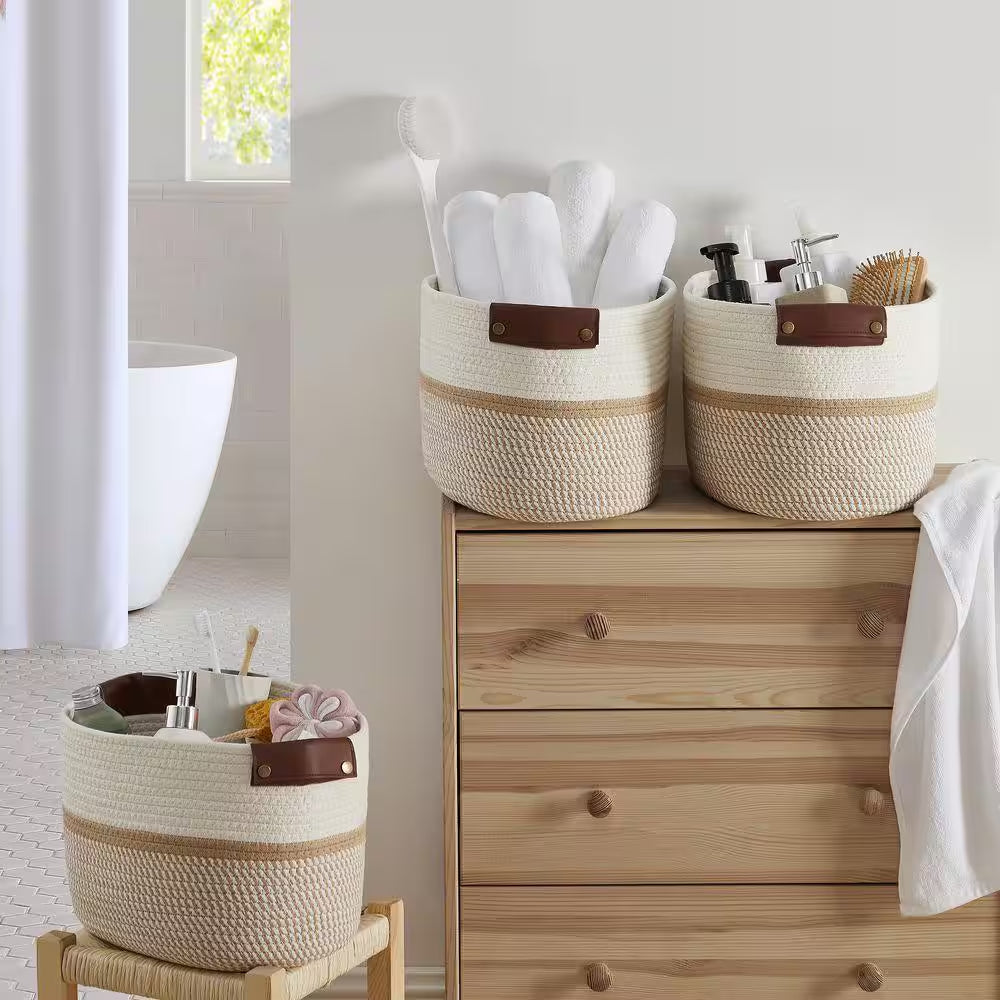 3-Pack Cotton Rope Storage Baskets