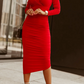 Tight midi dress, red